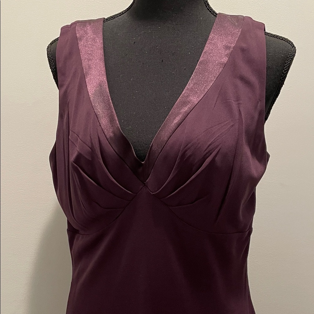 LOFT Formal Midi Dress Size10 Plum Raisin Bridesmaid Wedding Guest Ruched Bodice